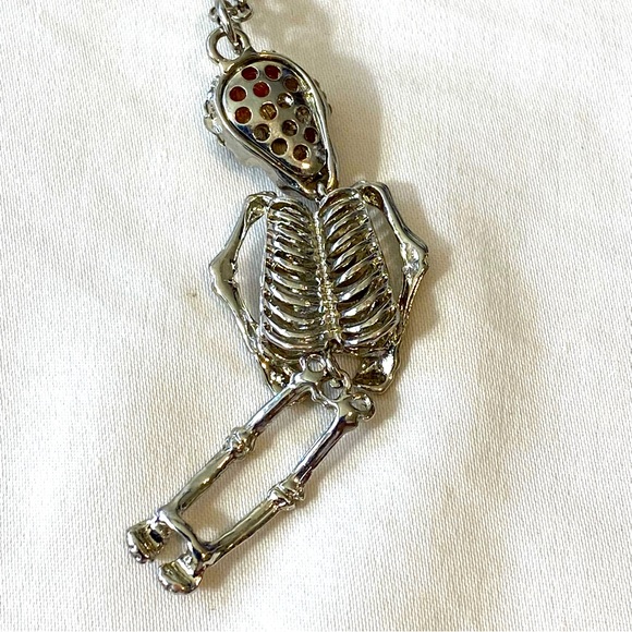 Pier 1 Imports Crystal Skeleton Necklace Jointed Head Legs - Picture 7 of 8